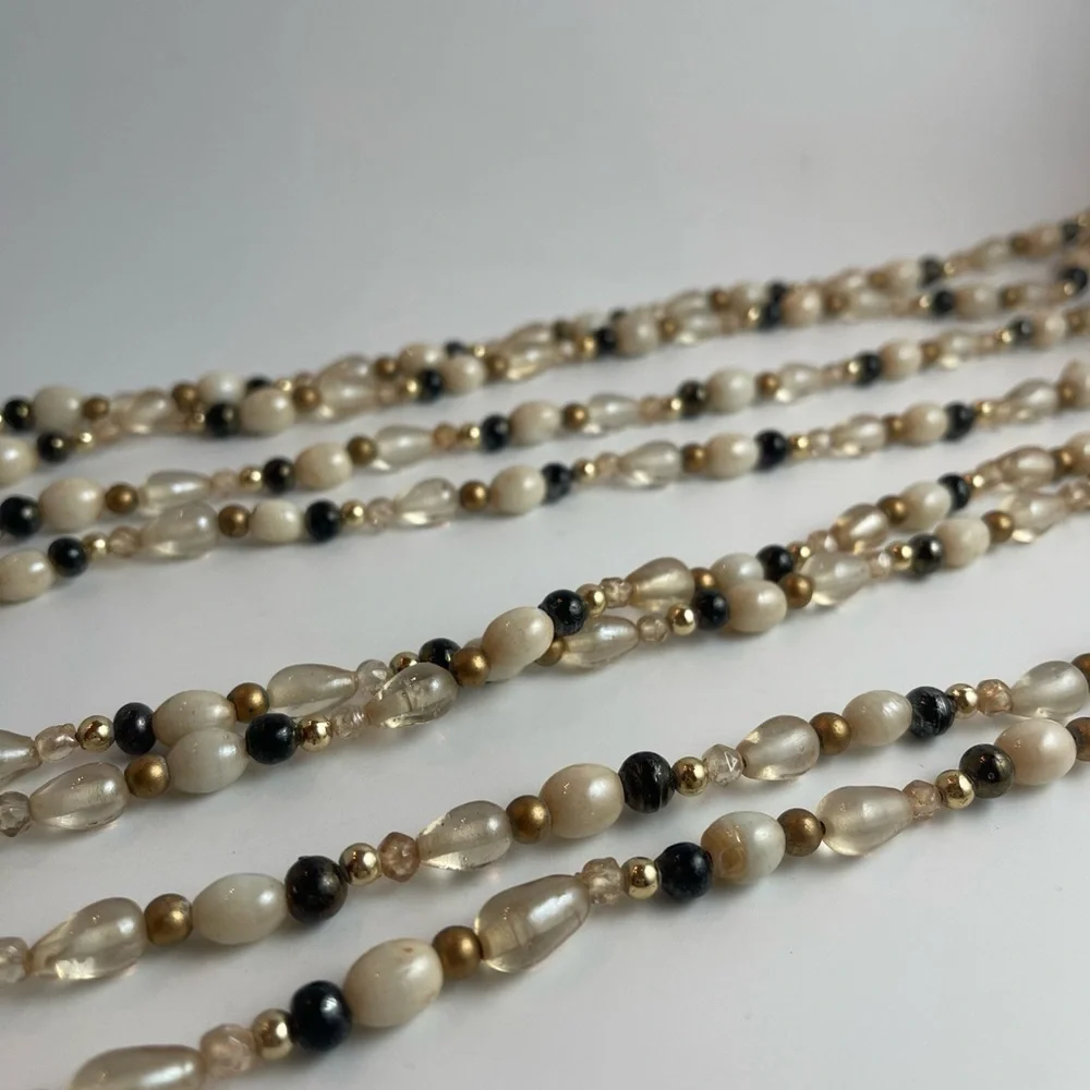 Tie Backs Glass Beads Lot of 2 Cream, Brown & Gold Curtain, Bath Towels Tie Back